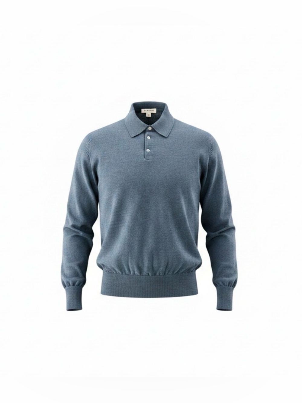 John W. Nordstrom Long-Sleeve Extra Fine Merino Wool Polo in Dusty Blue